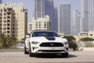 White Ford Mustang EcoBoost Convertible V4 2019 for rent in Dubai 5